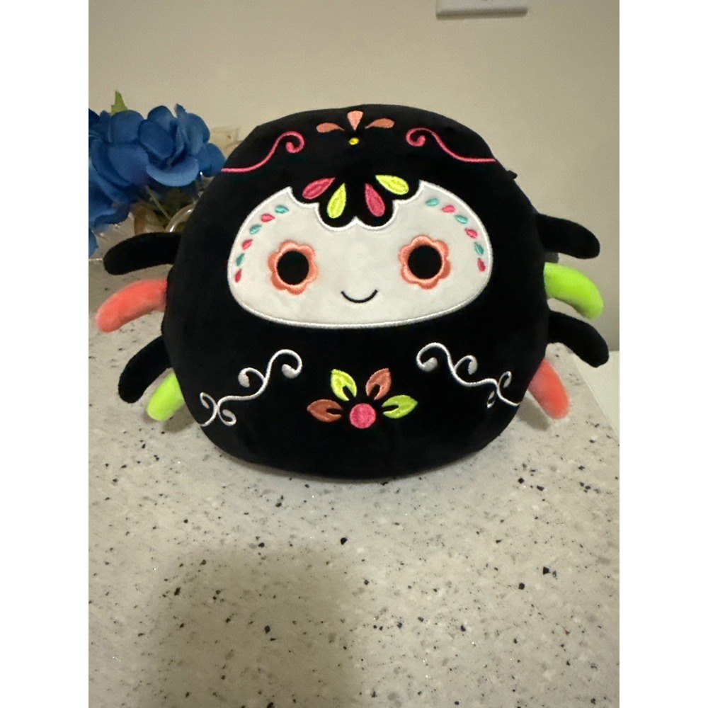 Squishmallow Gjemail the Spider 8 Inch Day of the Dead Sugar Skull Plush Black